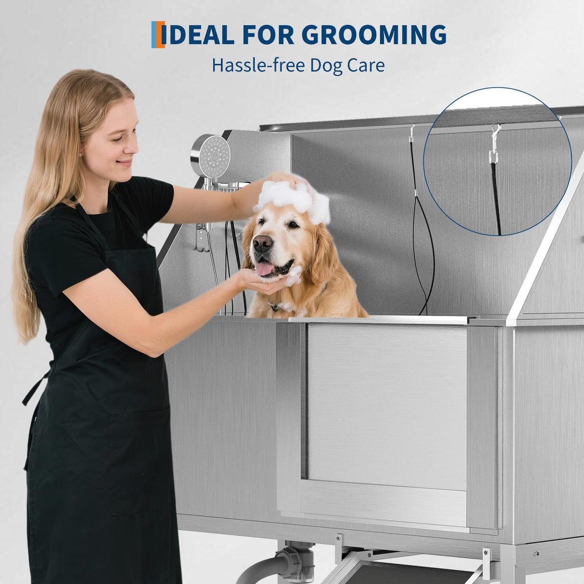 50" Stainless Steel Pet Bathing Tub with Sloped Ramp W49121
