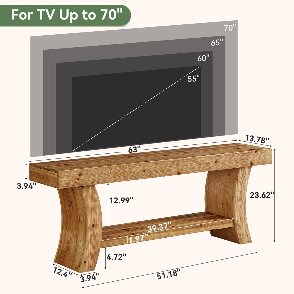 63" Solid Wood TV Stand with Storage Q30515