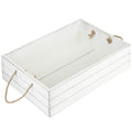Vintage White Wood Storage Crate with Rope Handles K799