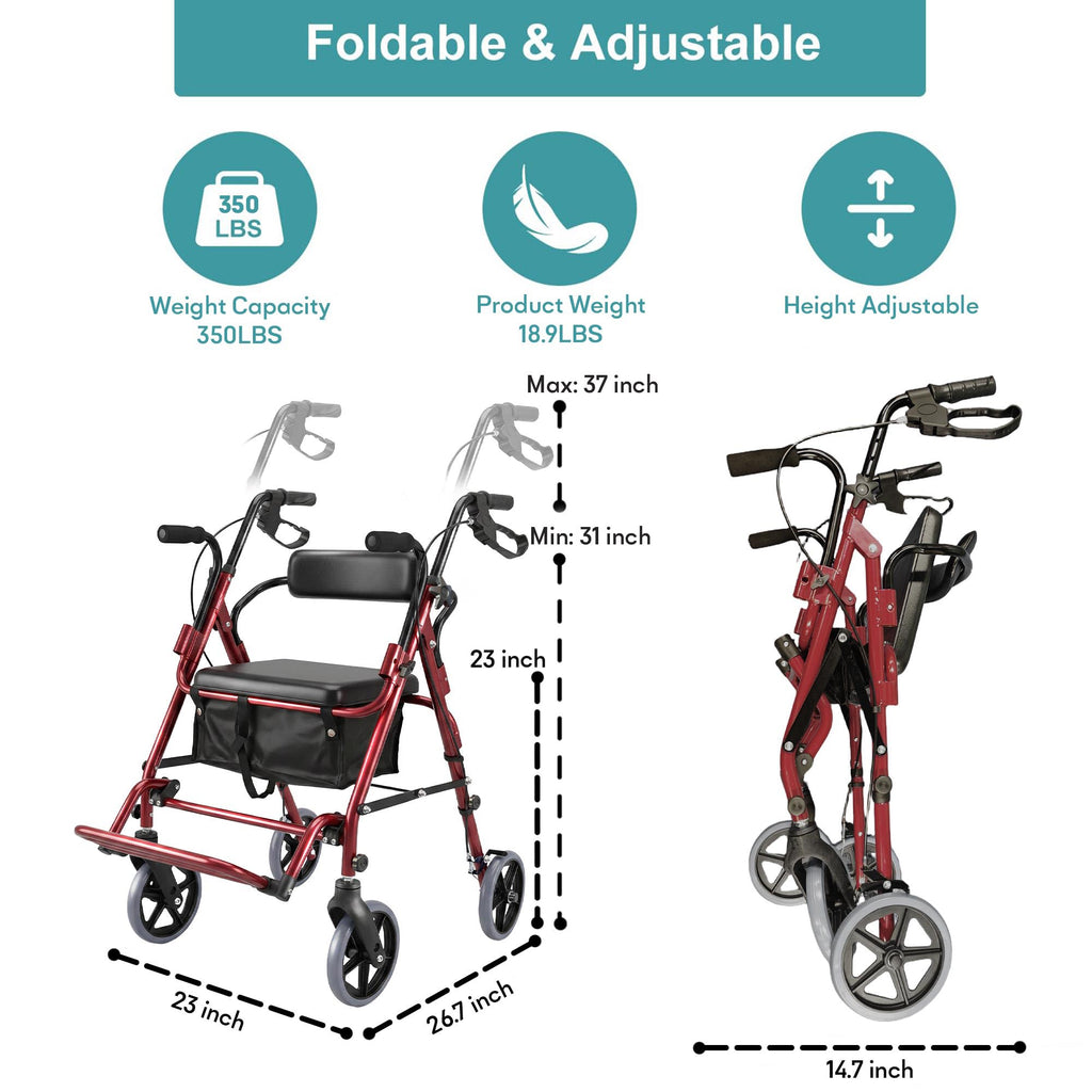 2-in-1 Rollator Walker with Seat F831540