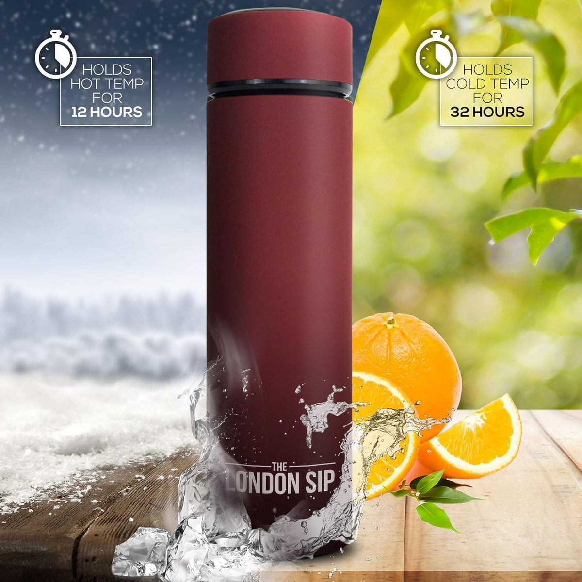 Travel Mug and Tumbler Hot and Cold Double Wall Stainless Steel Thermos, Sacred Red, Pack of 2 W390961