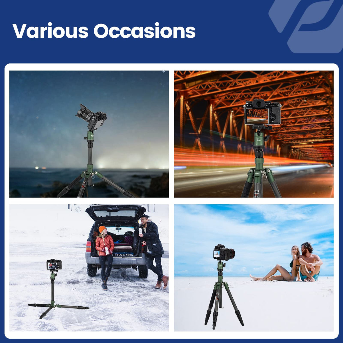 60" Carbon Fiber Camera Tripod with Ball Head and Monopod F2682