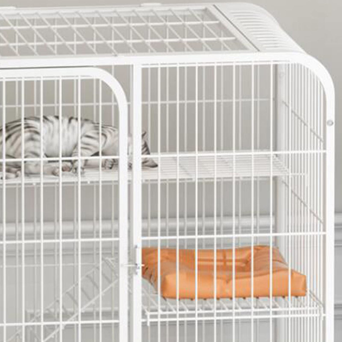 3-Tier Metal Wire Cat Cage with Hammock and Casters J58490