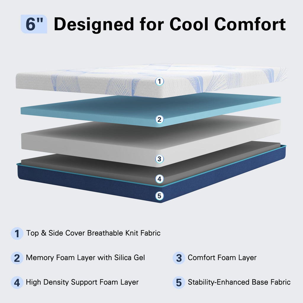 6 Inch Twin Gel Memory Foam Mattress L549