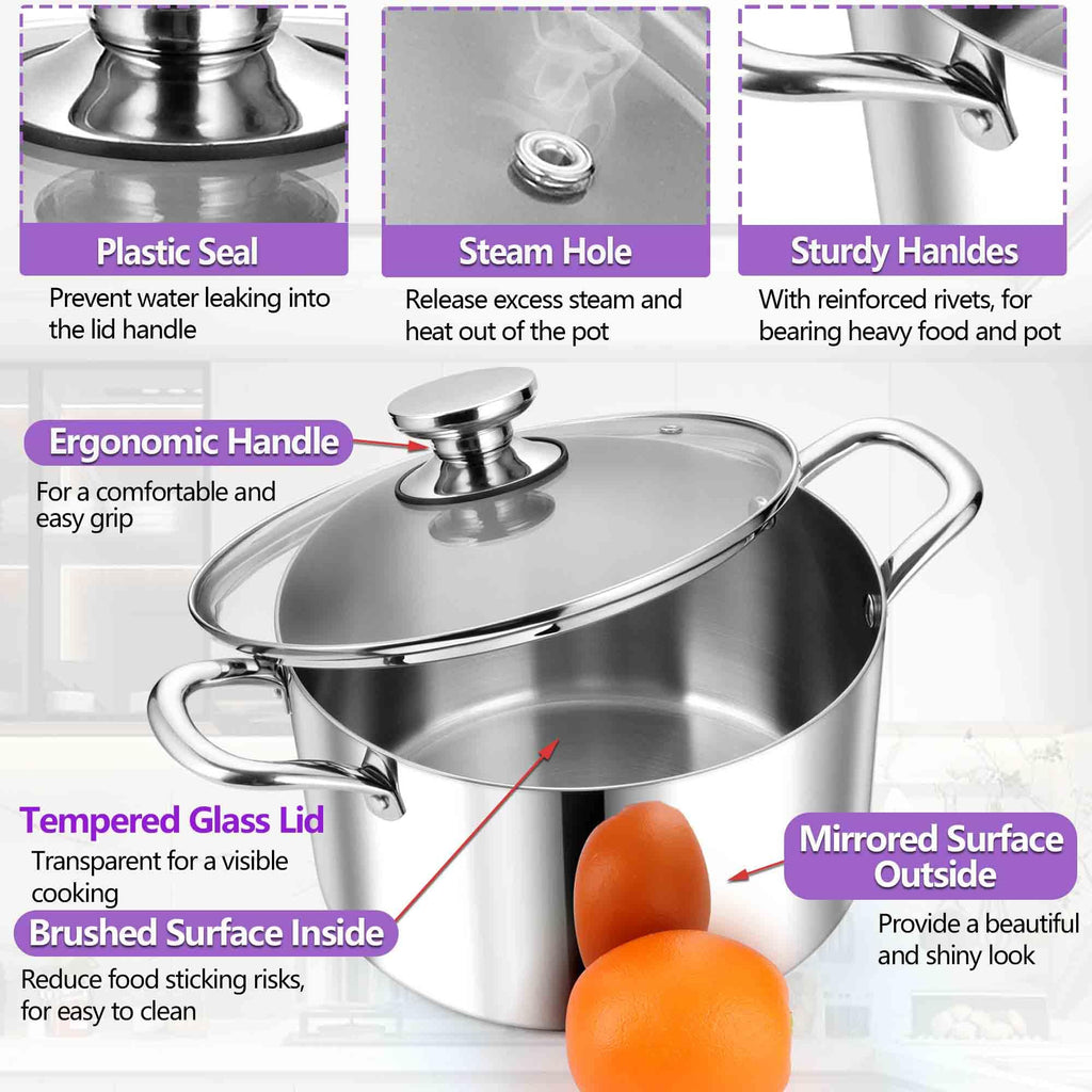 5 Quart Tri-Ply Stainless Steel Stock Pot with Lid T26515