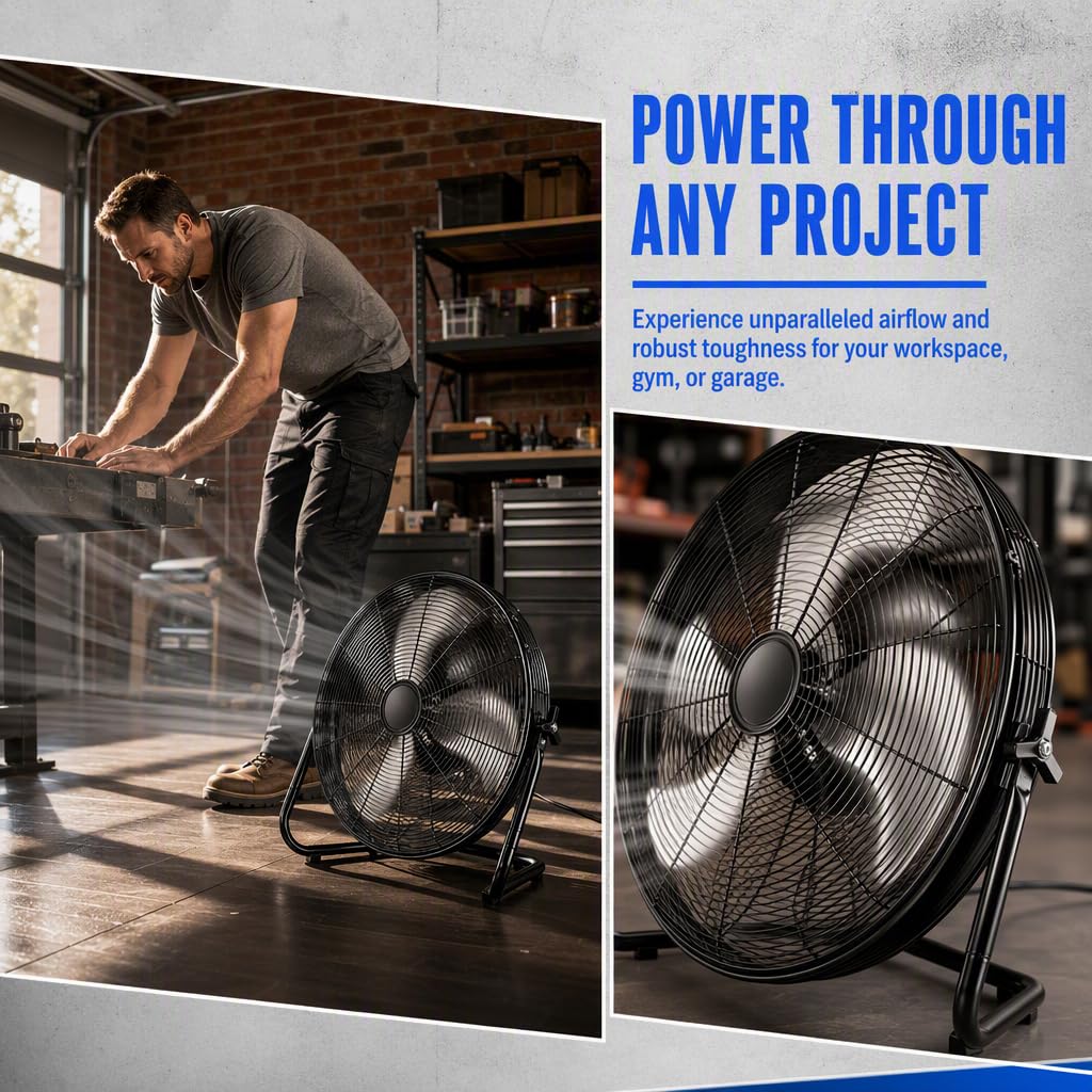 20" 3-Speed Metal Floor Fan 4-Pack J401