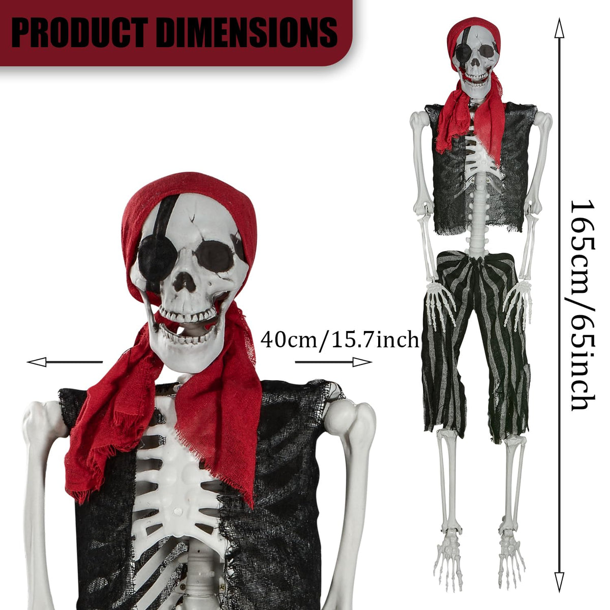 5.4ft Life Size Pirate Skeleton with Movable Joints L4926