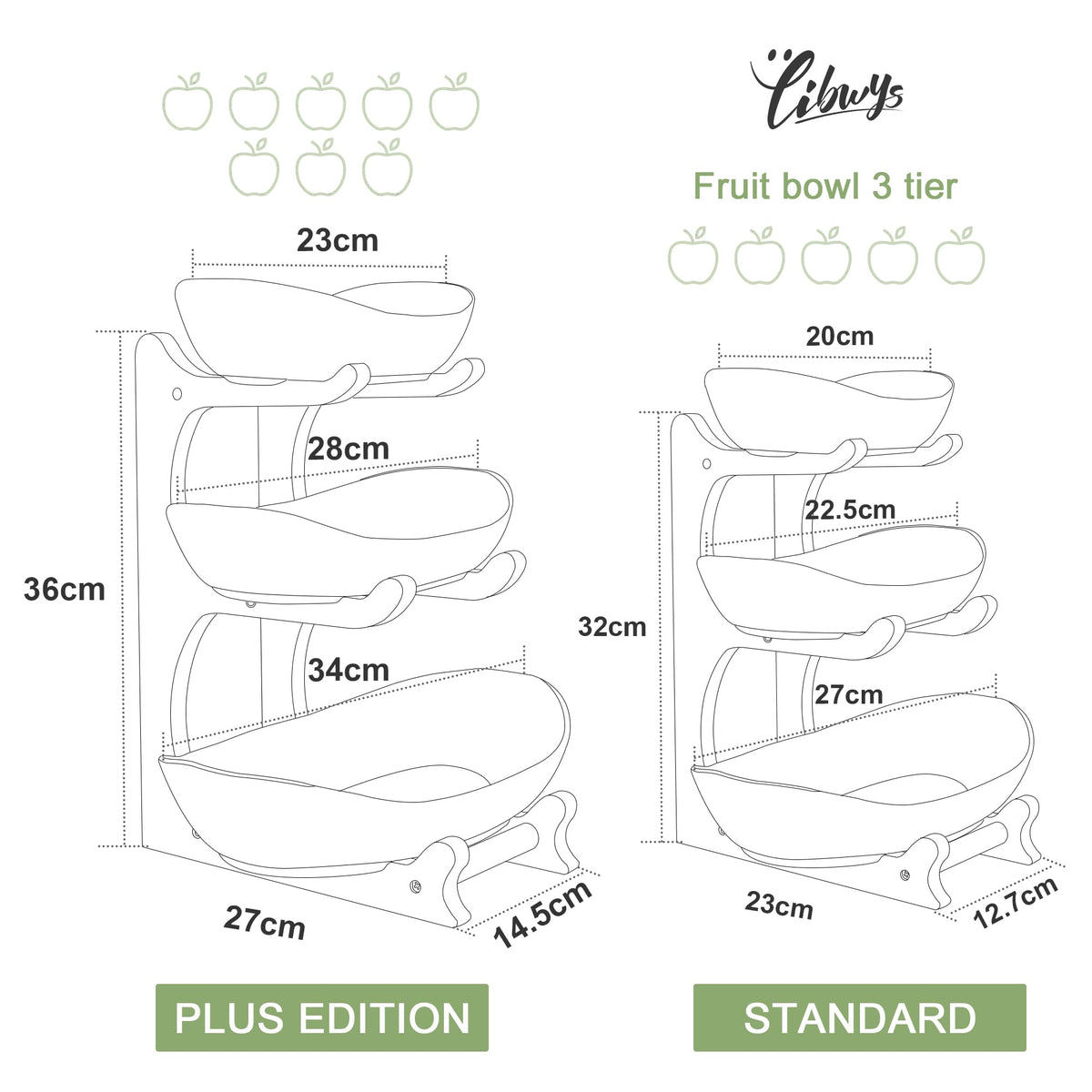 3 Tier Ceramic Fruit Bowl with Bamboo Stand D968