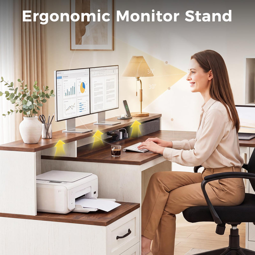 68 Inch L Shaped Executive Desk with Drawers N912899
