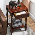 Solid Wood Side Table with Drawer, Cherry Walnut C4750