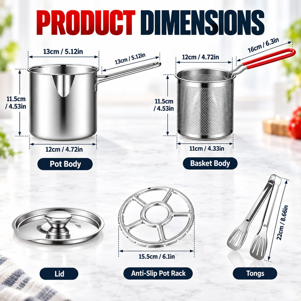 Stainless Steel Pot with Draining Basket, Five Piece Set F143410