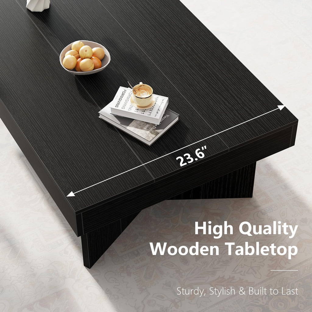 47" Black Wood Rectangle Coffee Table K771843