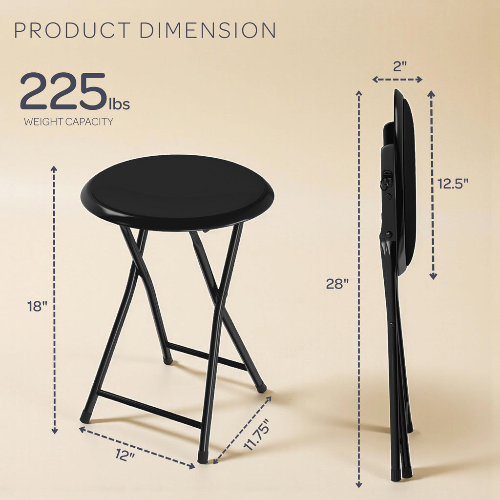 Black 18 Inch Portable Folding Stool T5701
