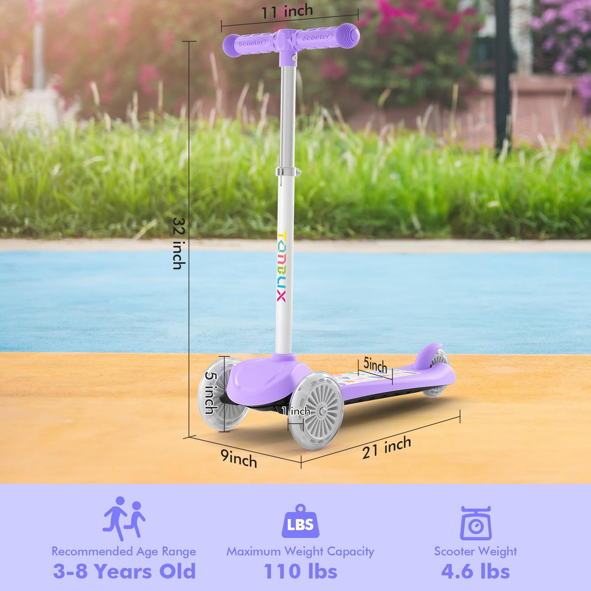 Kids 3-Wheel Scooter with Light-Up Wheels N23703