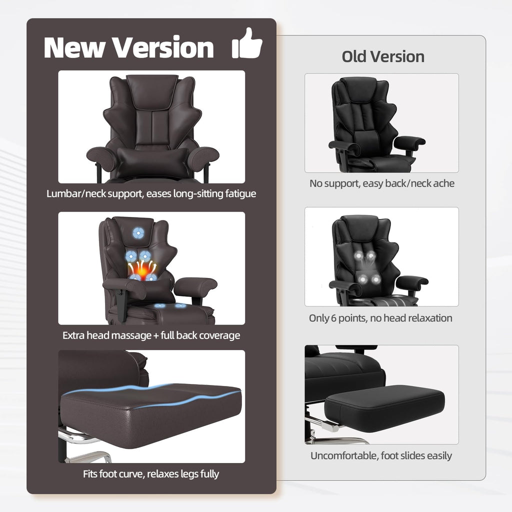 Brown Heated Massage Office Chair with Footrest C494798