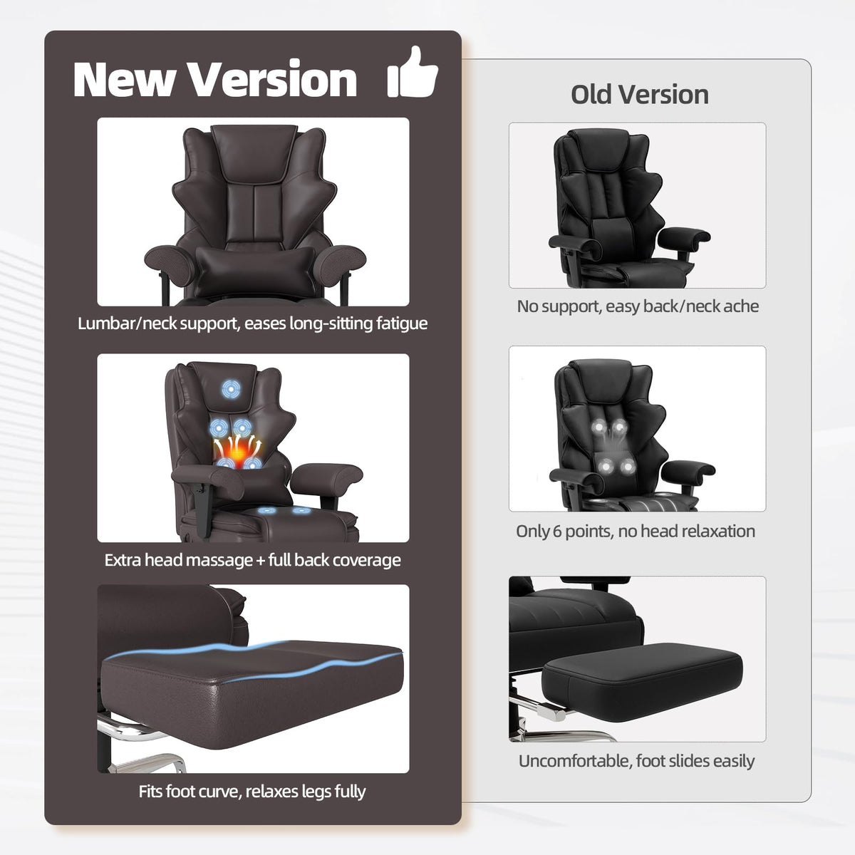 Brown Heated Massage Office Chair with Footrest C494798