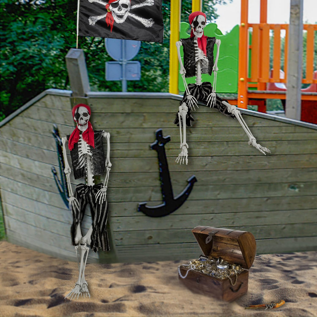 5.4ft Life Size Pirate Skeleton with Movable Joints L4926