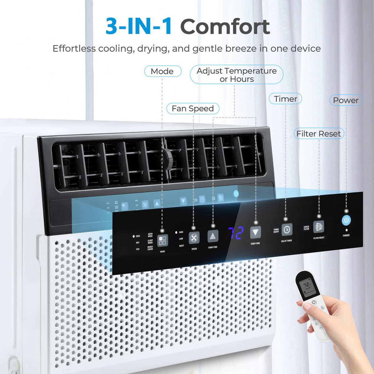 U-Shaped 10,000BTU Window Air Conditioner with Full Window View, Ivory White P999750