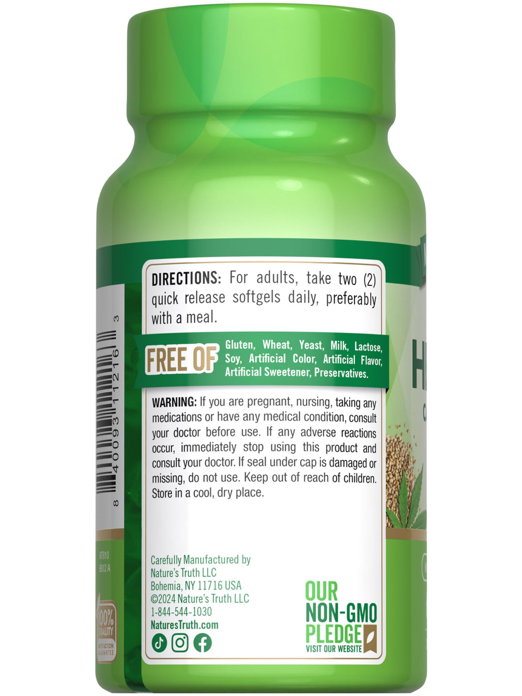 Hemp Oil Softgels 1400mg 60 Count B656051