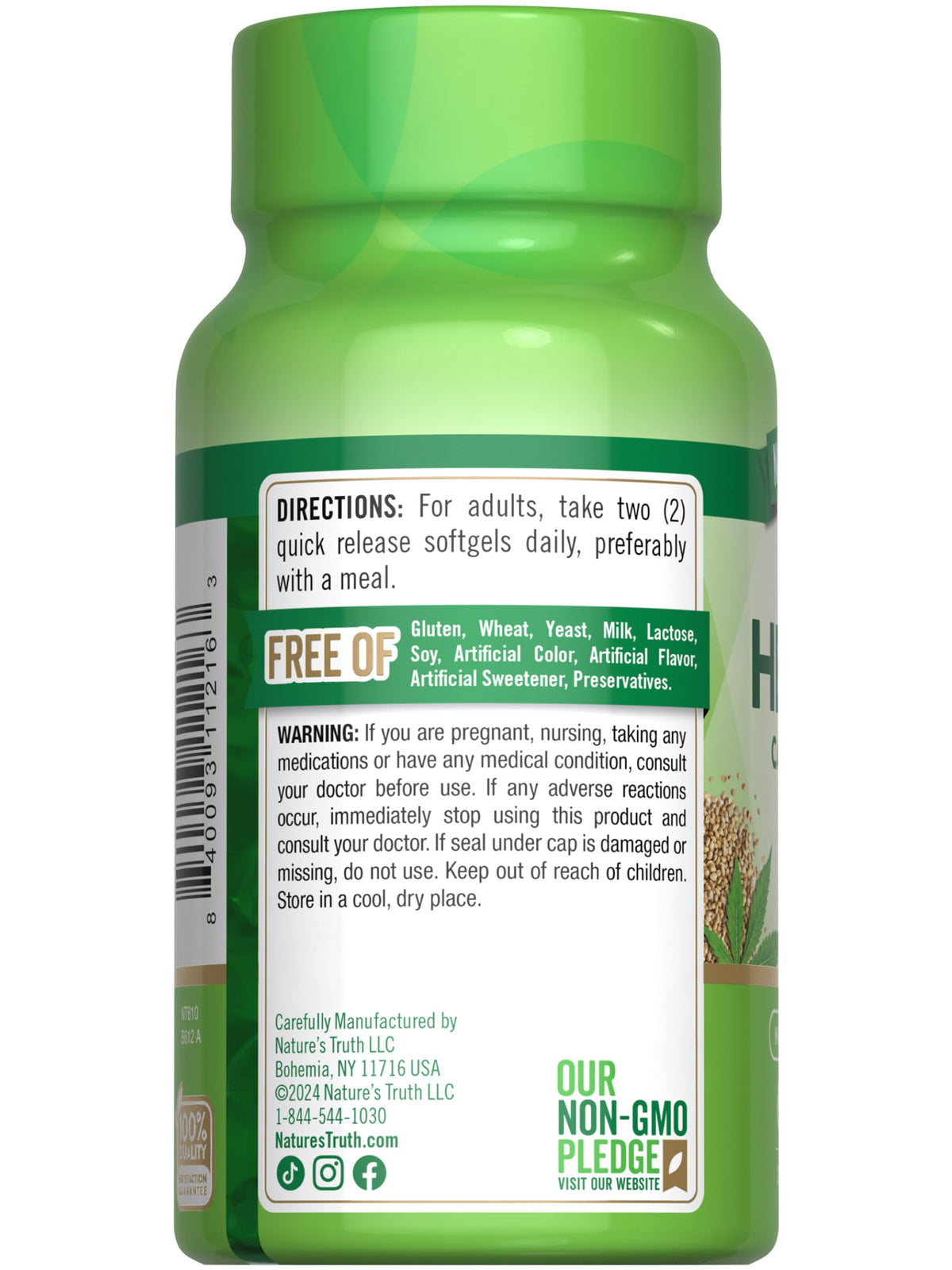 Hemp Oil Softgels 1400mg 60 Count B656051