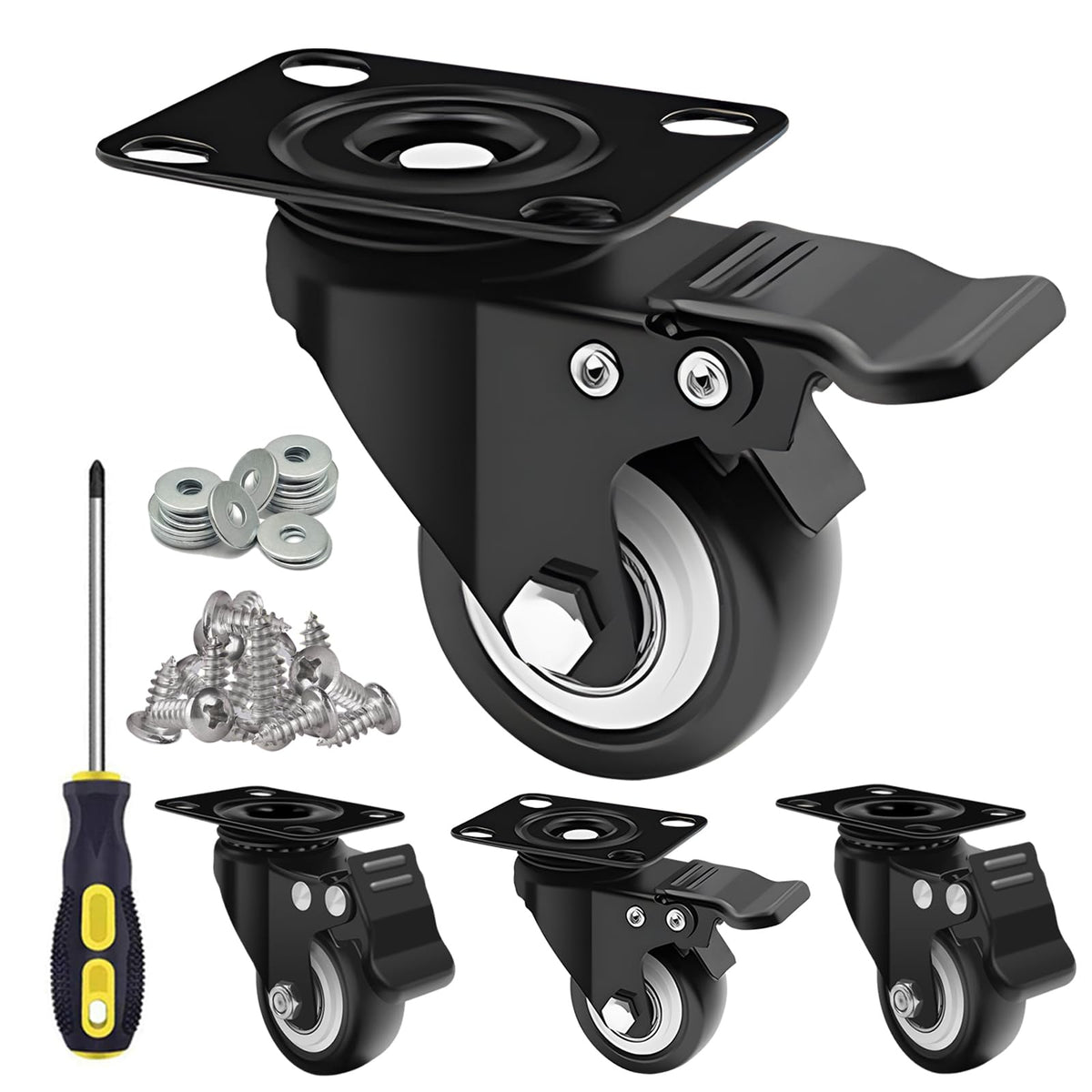 2 Inch Caster Wheel Set of 4 with Dual Brake G541453
