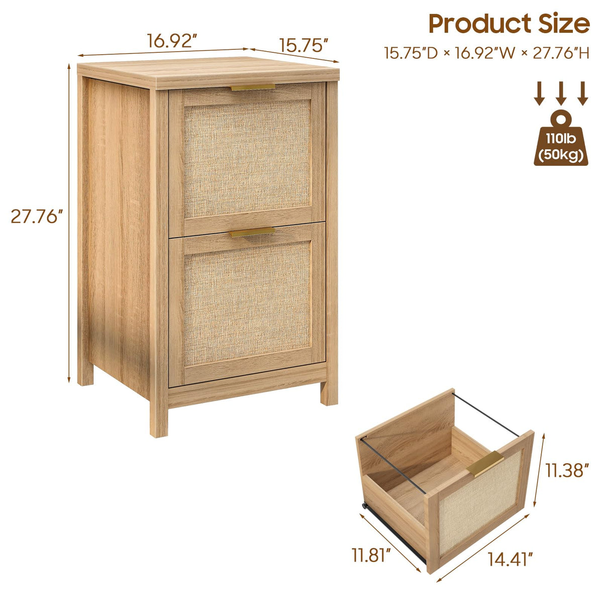 2-Drawer Rattan File Cabinet H49254