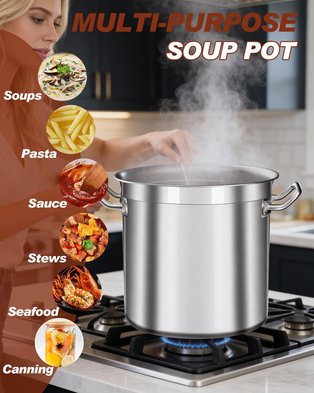 40 Quart Stainless Steel Stock Pot with Lid W326004