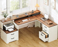 68 Inch L Shaped Executive Desk with Drawers N912899