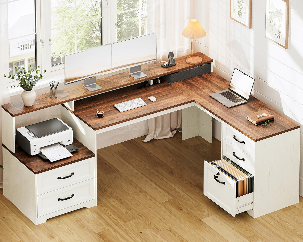 68 Inch L Shaped Executive Desk with Drawers N912899