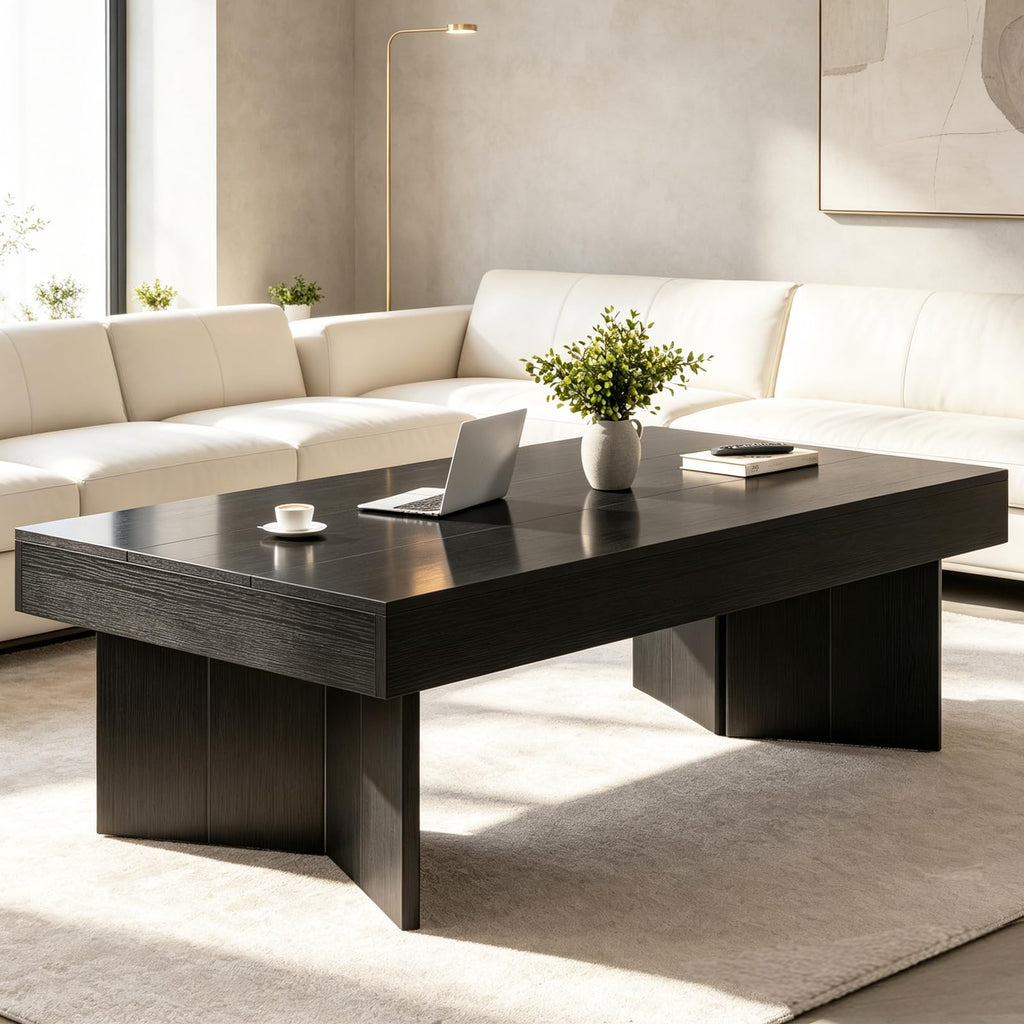 47" Black Wood Rectangle Coffee Table K771843