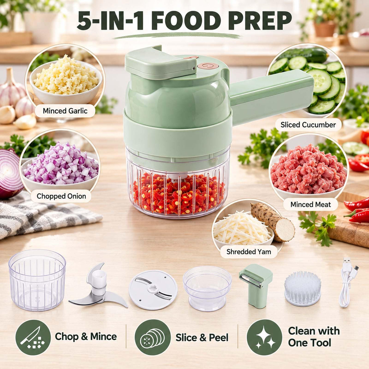 5-In-1 Electric Vegetable Chopper V7443