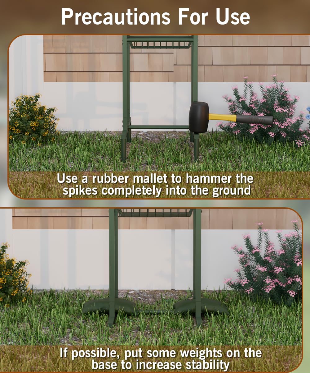 Ground Mount Garden Hose Reel Holds 125 Feet with Storage Rack Y493000