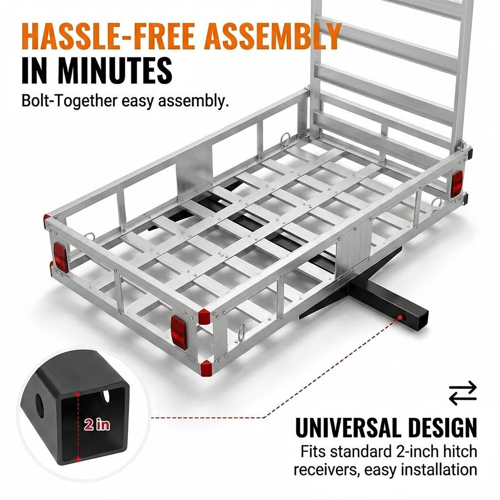 Aluminum Hitch Cargo Carrier with 27.5 in Folding Ramp Q61074