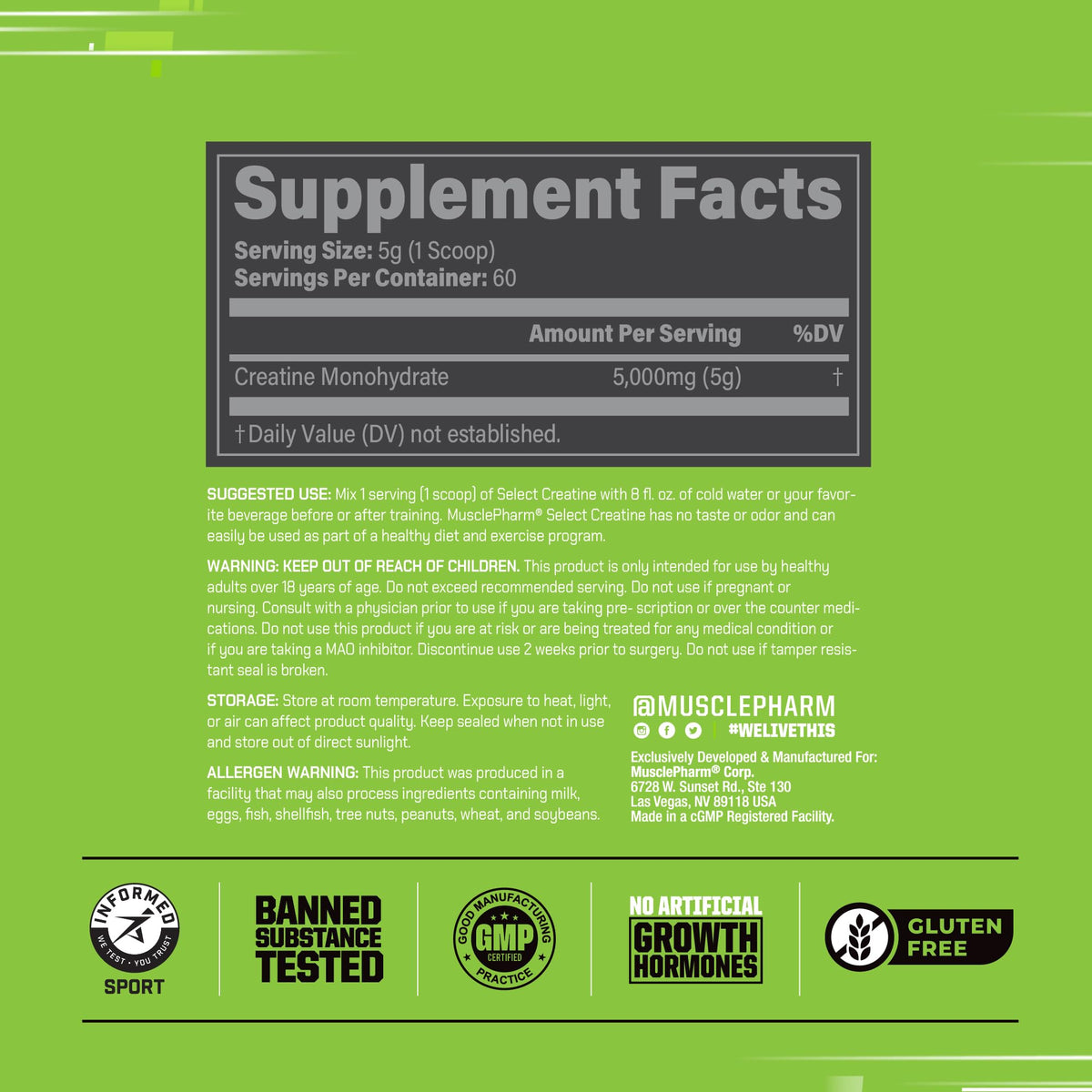 Creatine Monohydrate Powder 60 Servings I7623
