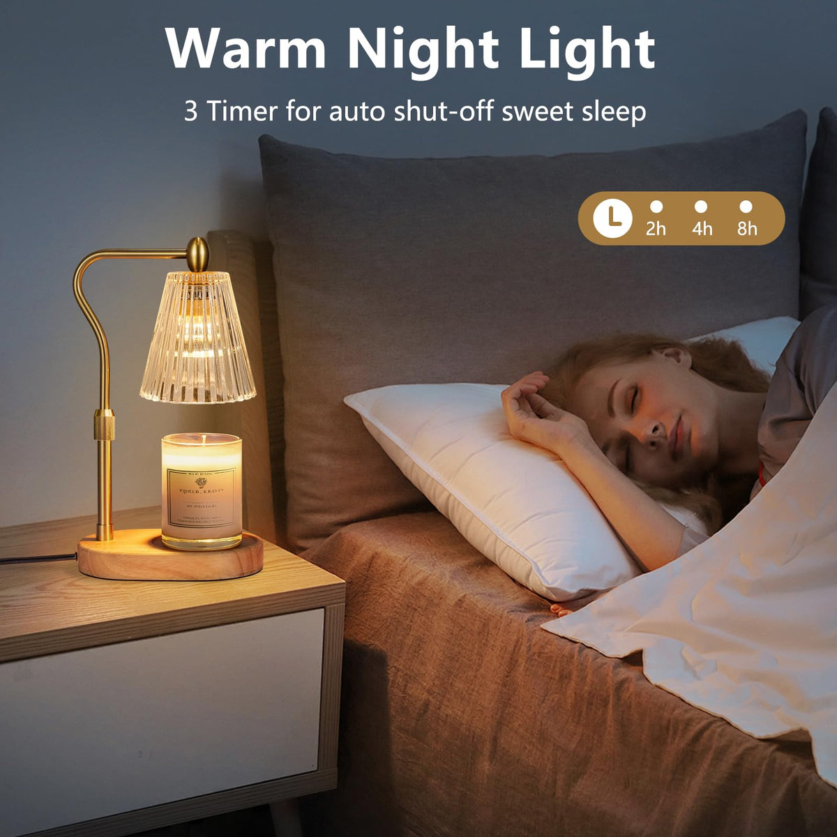 Candle Warmer Lamp with Timer and Dimmer Adjustable Height T9768
