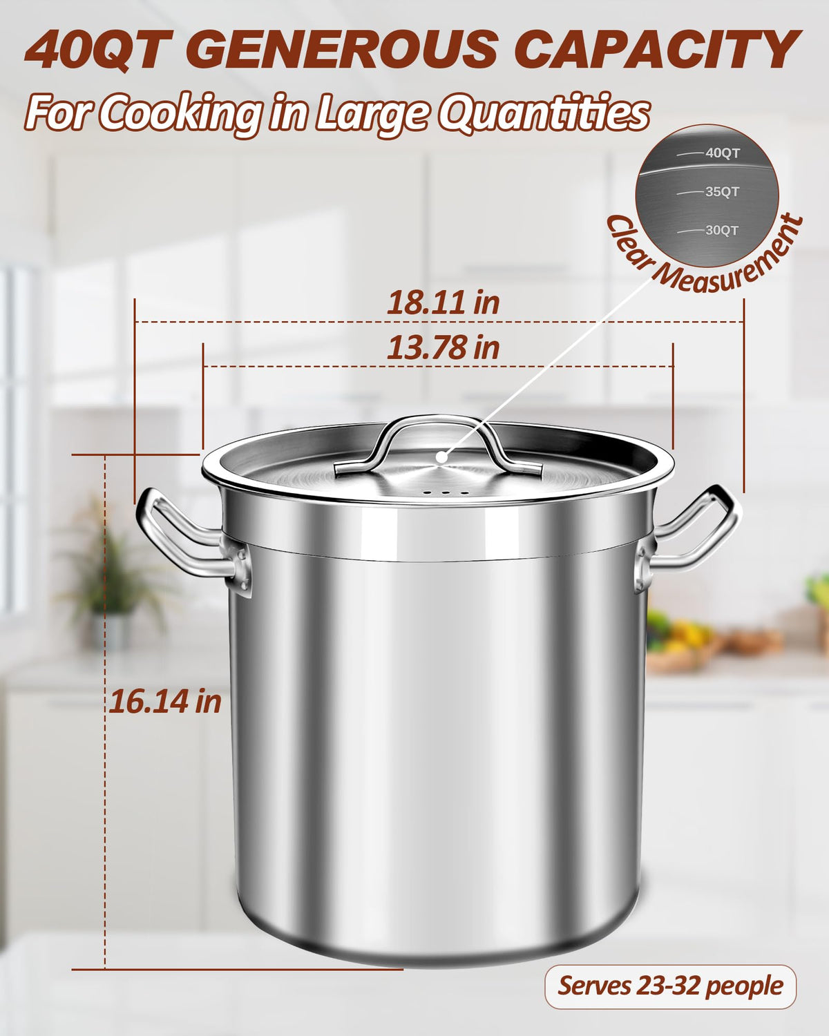 40 Quart Stainless Steel Stock Pot with Lid W326004