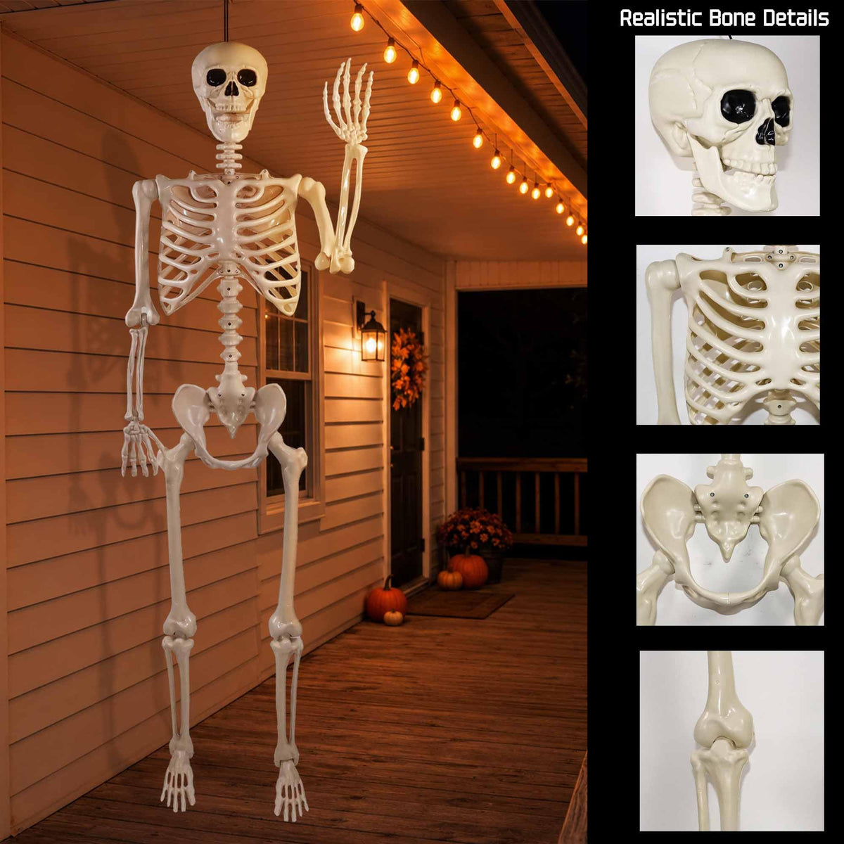 5.4ft Posable Life Size Skeleton with Movable Joints Y115