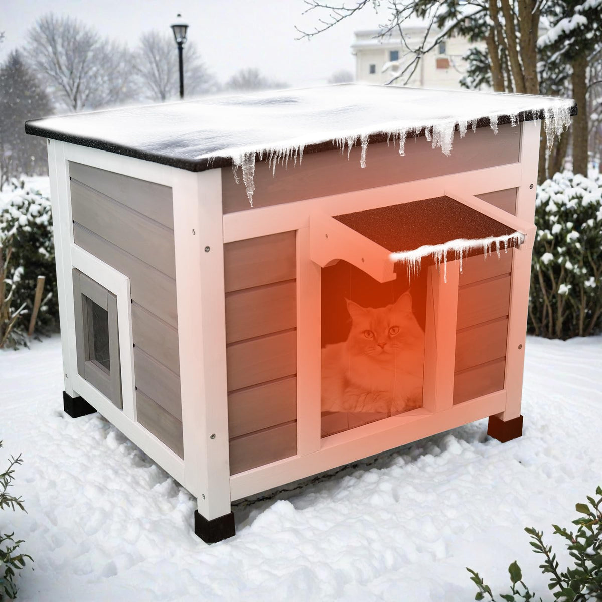 Grey Outdoor Insulated Cat House P30681