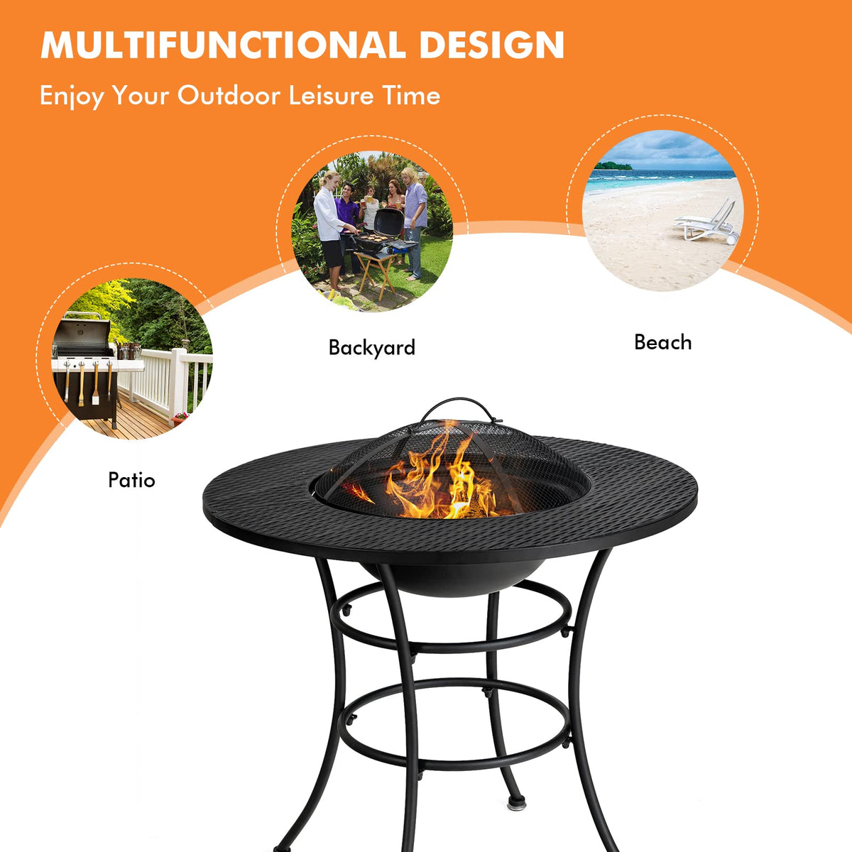 4-in-1 Outdoor Fire Pit Dining Table A193