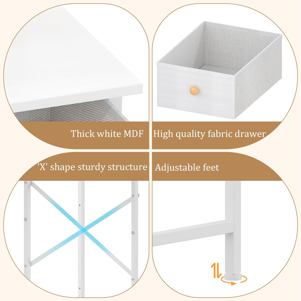 White Compact Vanity Desk with Mirror and Chair U135770