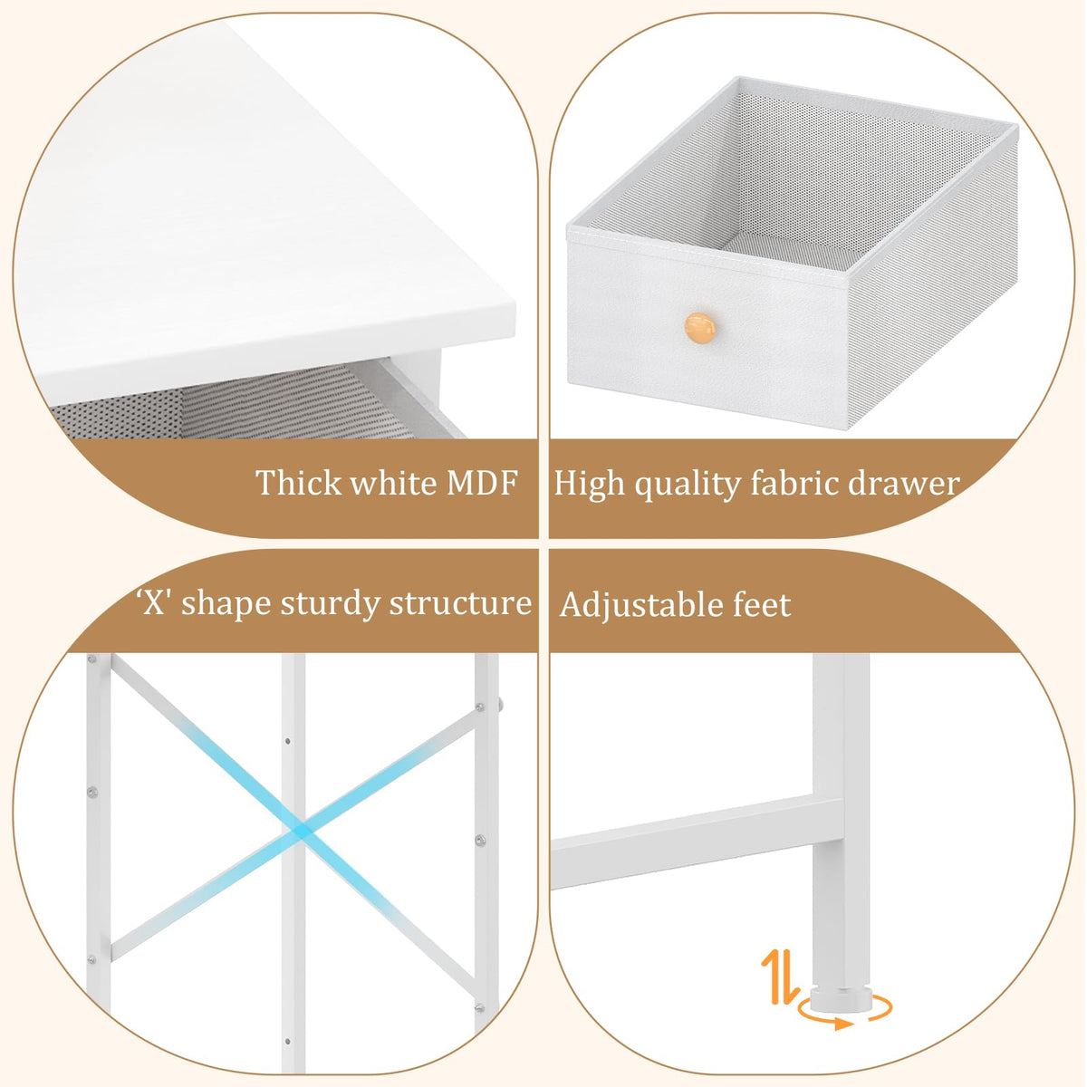 White Compact Vanity Desk with Mirror and Chair U135770