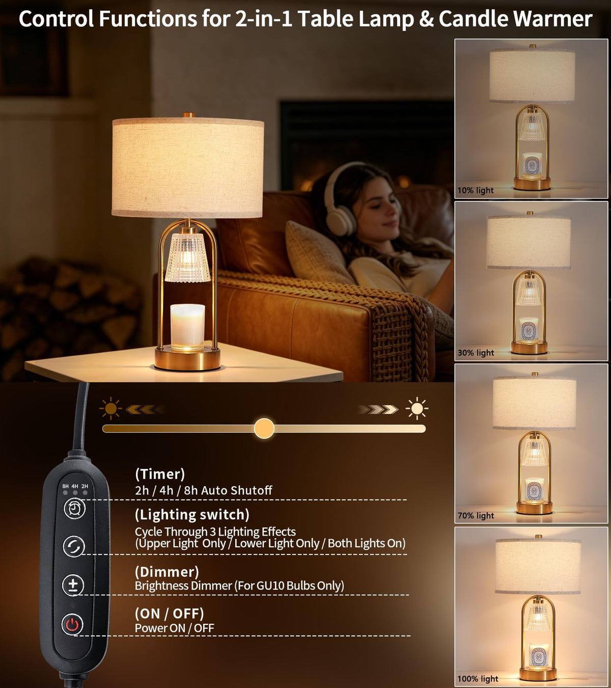 2 in 1 Gold Candle Warmer and Table Lamp R99438