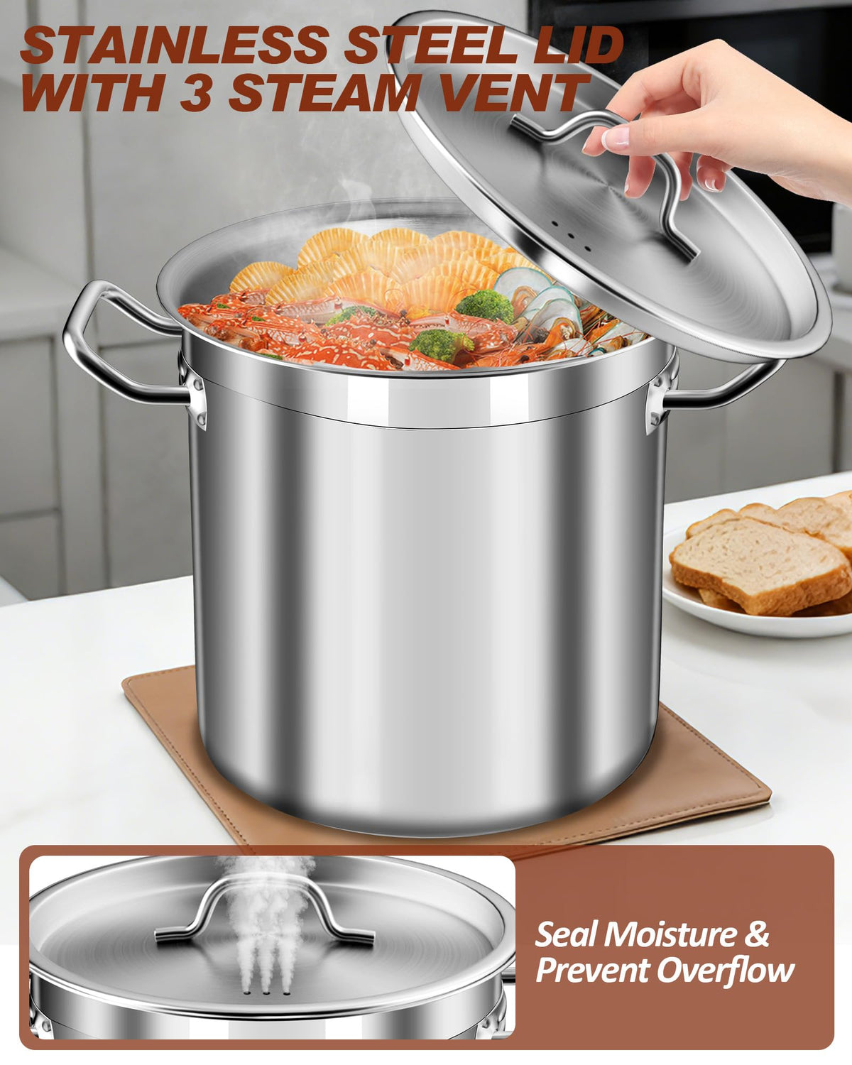 40 Quart Stainless Steel Stock Pot with Lid W326004