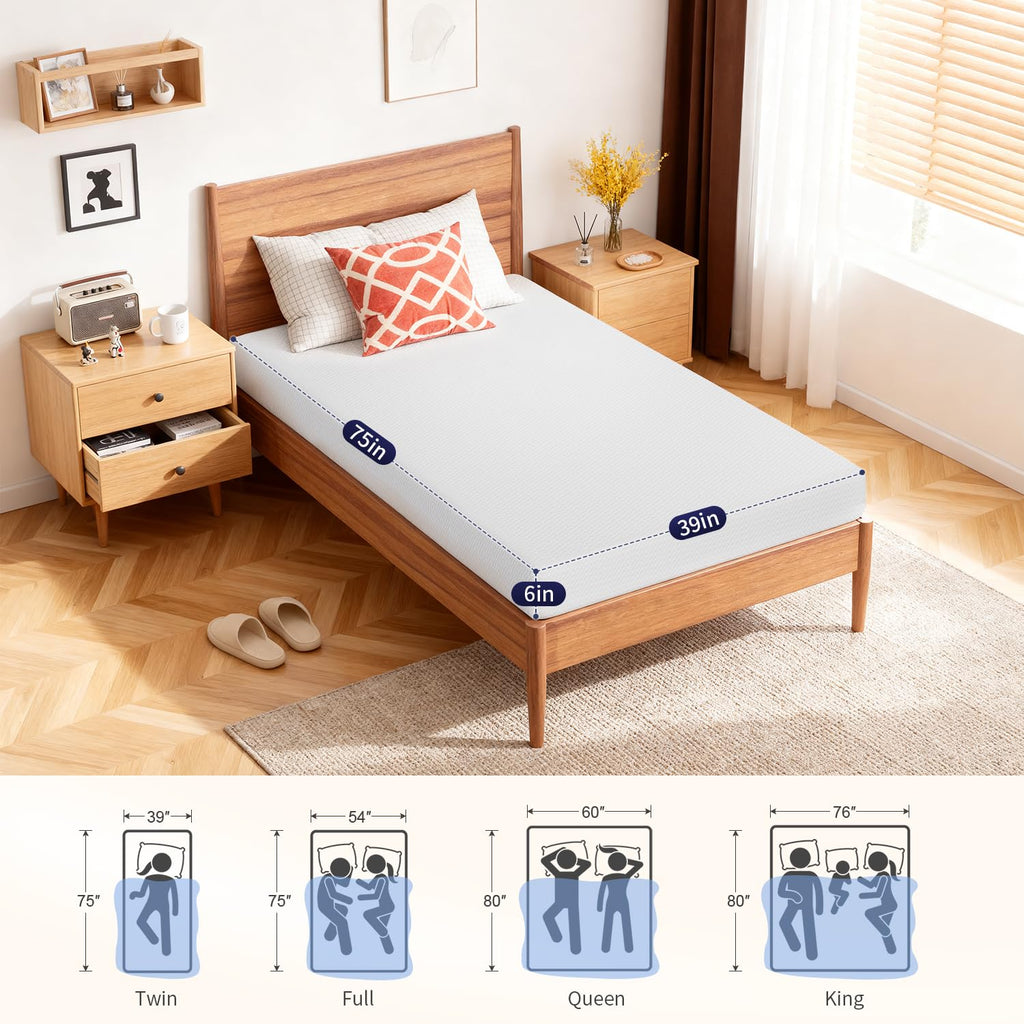 6 Inch Twin Gel Memory Foam Mattress I19797