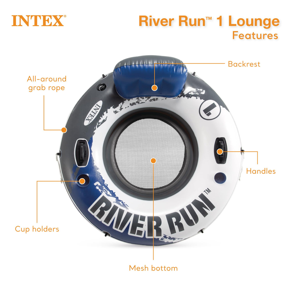 Inflatable Floating Lounge with Built-in Cup Holders O1687