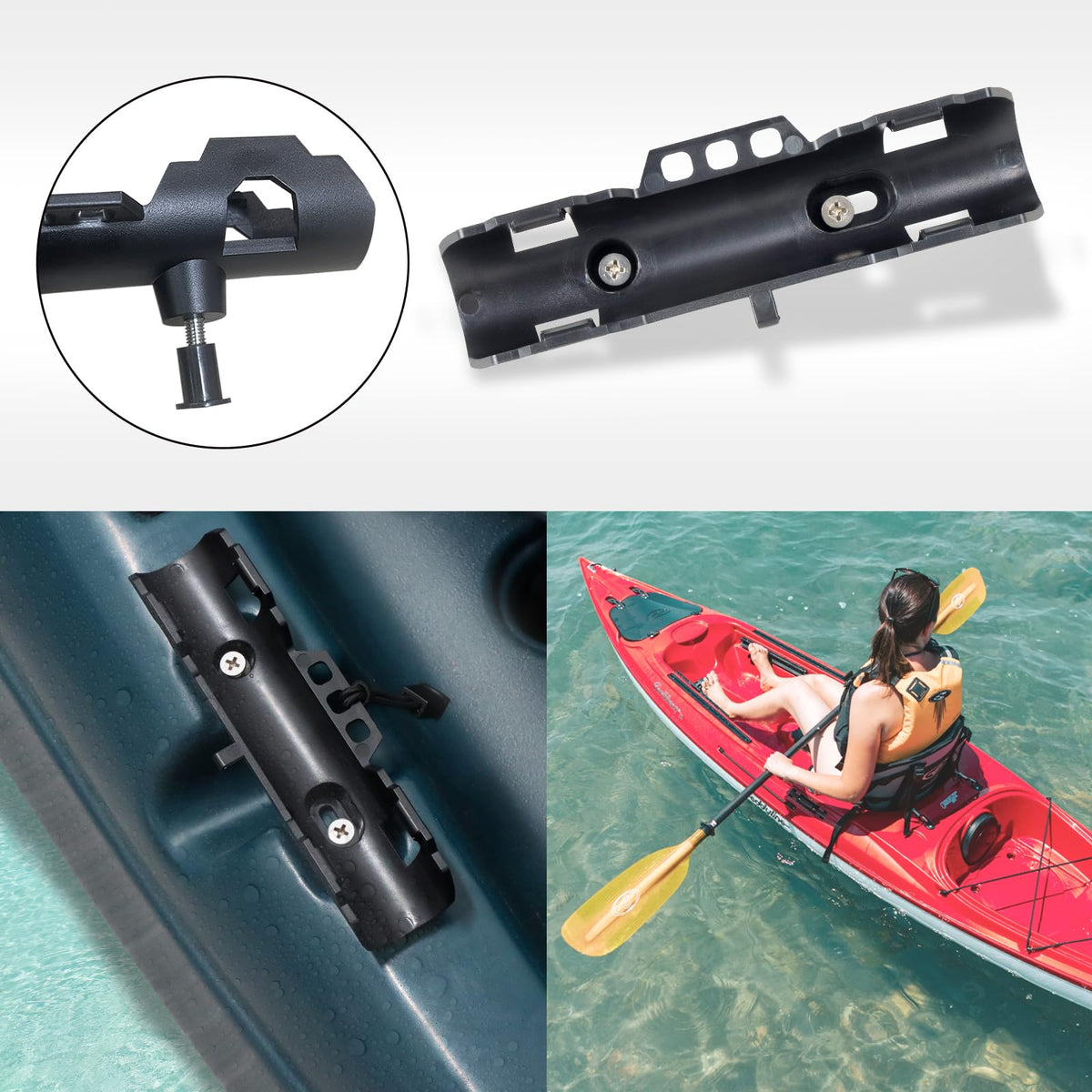 2PCS Kayak Paddle Holder with Leashes & Locking Kits R7152