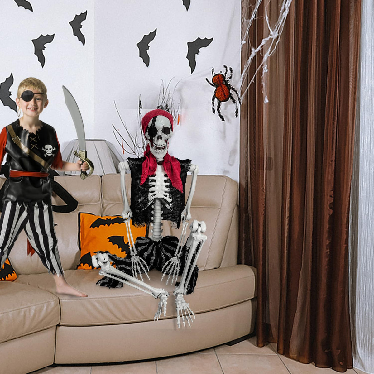 5.4ft Life Size Pirate Skeleton with Movable Joints L4926