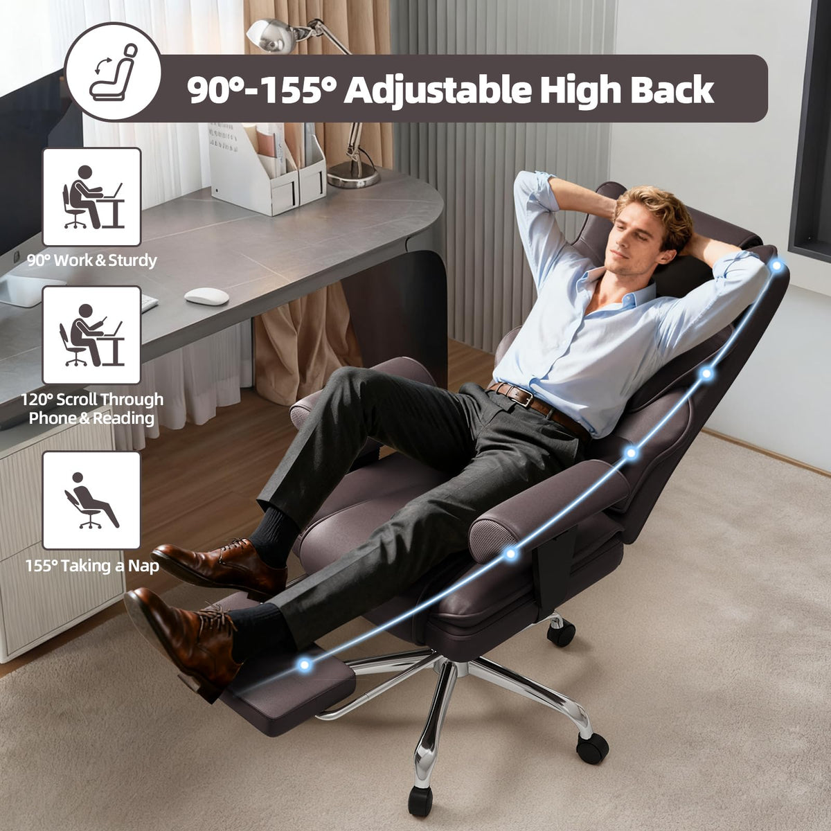Brown Heated Massage Office Chair with Footrest C494798