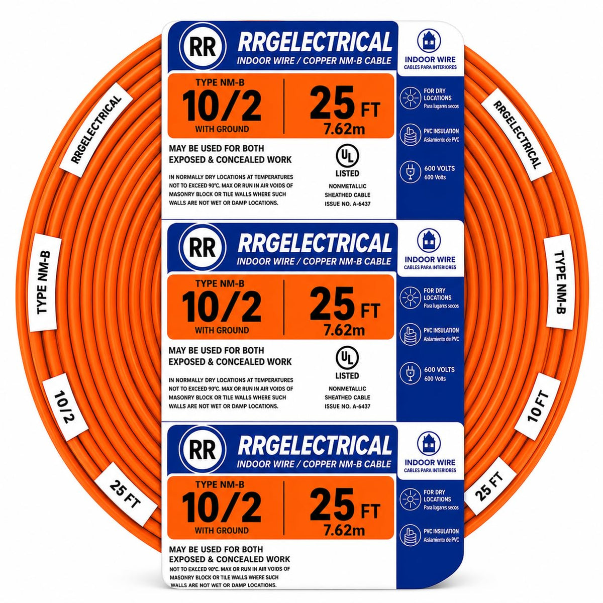 10/2 NM-B Copper Indoor Electrical Wire 600V 100 FT N104756