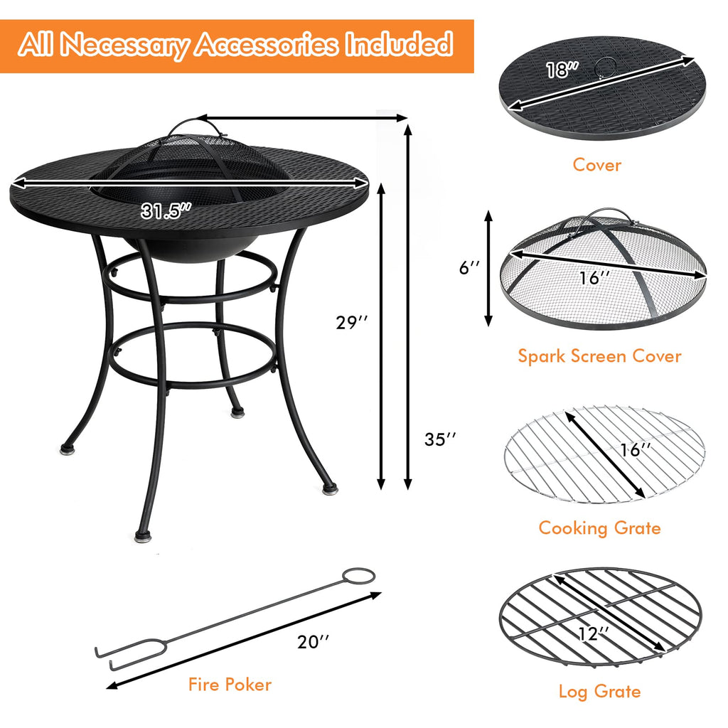 4-in-1 Outdoor Fire Pit Dining Table A193